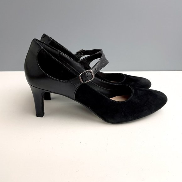 Clarks Dancer Reece black suede mary jane heels - size 10M - Picture 3 of 13